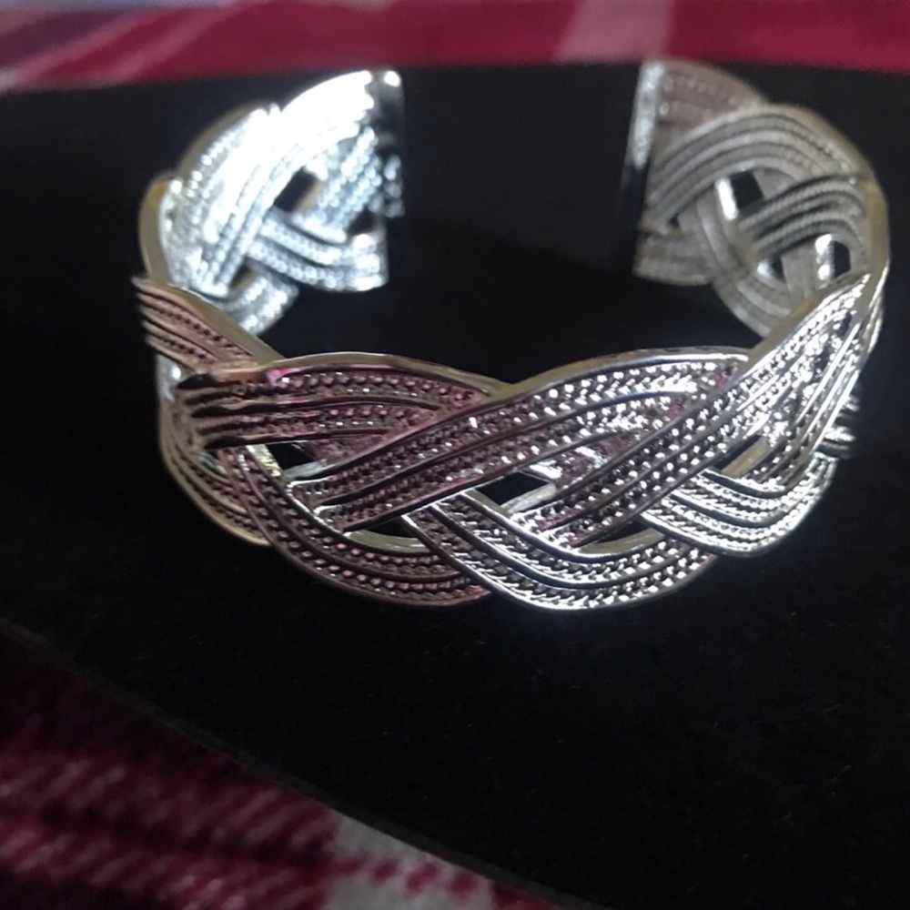 Sterling Silver Braided Open Cuff Bracelet